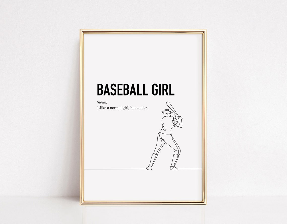 Baseball Girl Dictionary Definition Poster With Line Art Batter