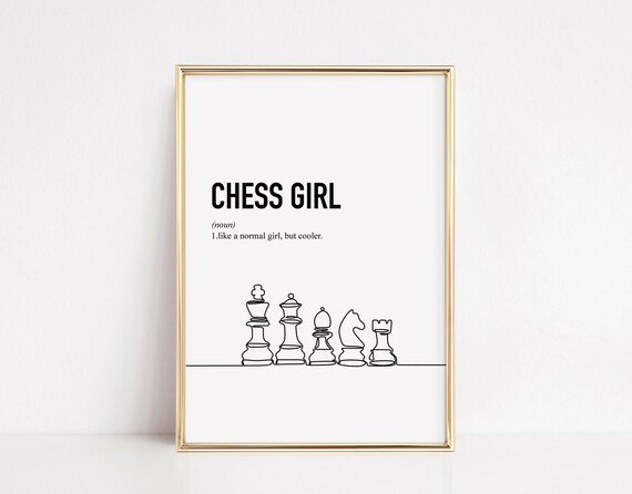 Chess Girl Definition Funny Single Line Chess Pieces Art Poster