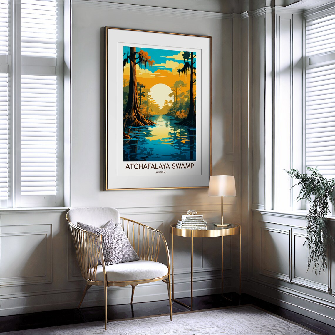 Atchafalaya Swamp Louisiana Cypress Bayou Sunset Travel Poster - Image 2