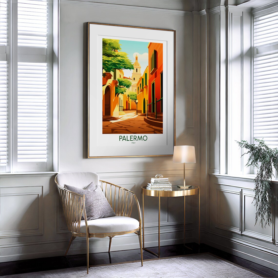 Palermo Italy Historic Old Town Street Dome Vintage Travel Poster - Image 2