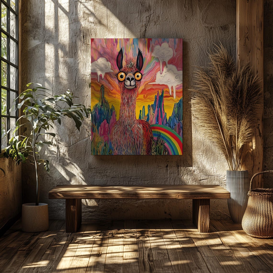Surreal Psychedelic Llama Rainbow Fantasy Colorful Animal Poster - Image 5