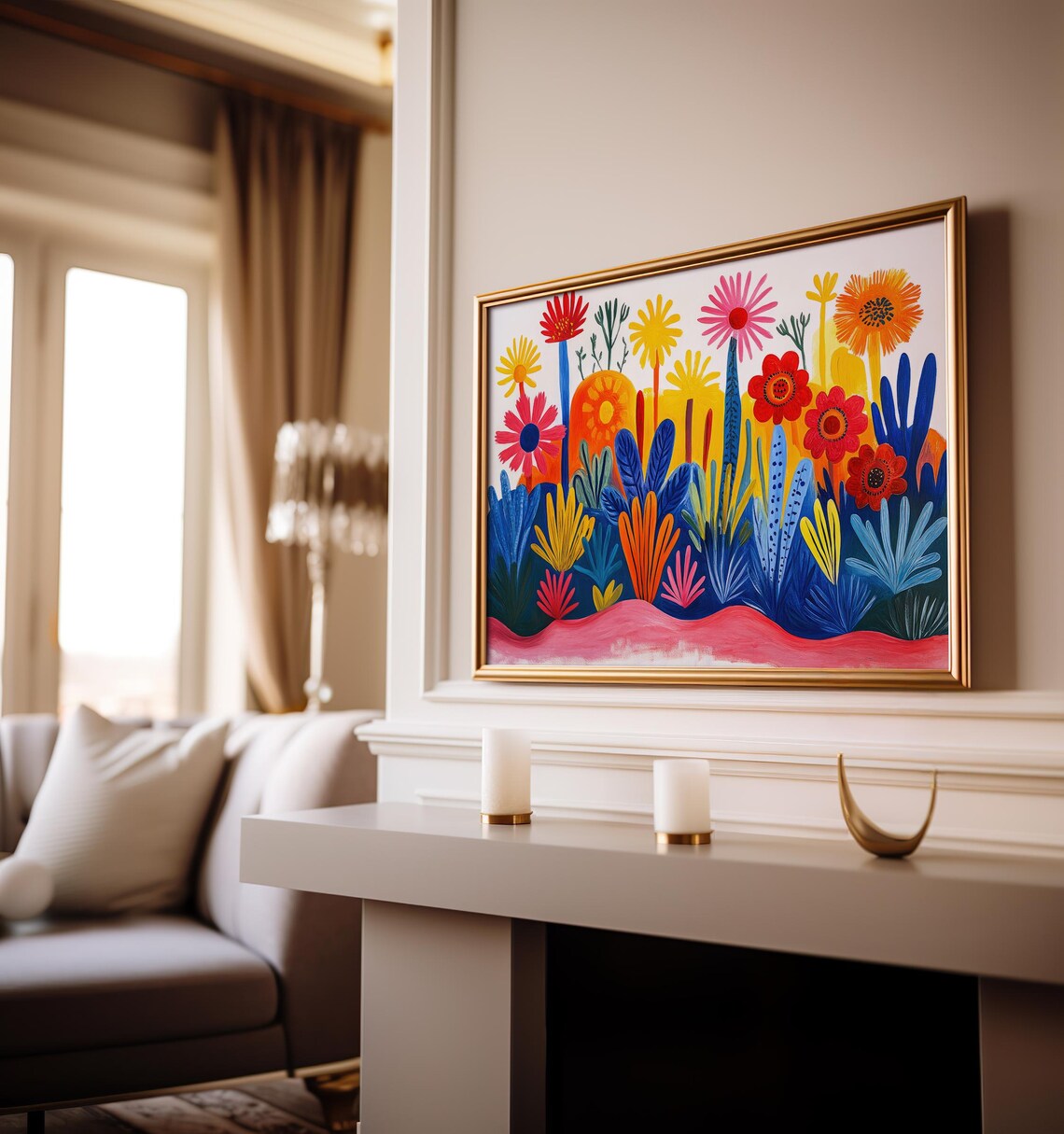 Matisse Inspired Garden Bold Colorful Cut Out Flowers Vibrant Wall Art Print - Image 5