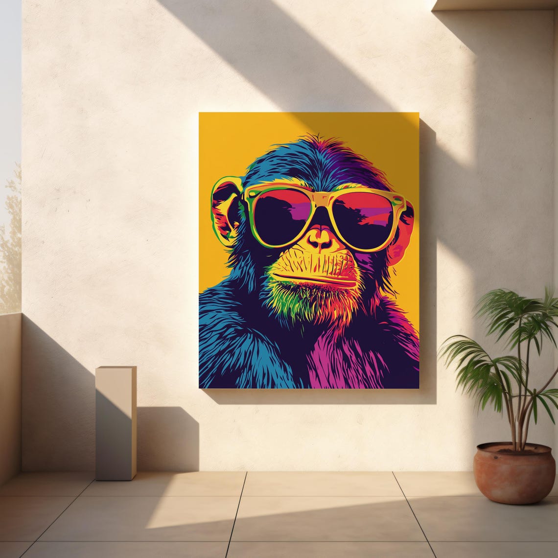 Vibrant Pop Art Monkey Playful Monkey With Sunglasses In Bold Colors Fun Wall Decor Home Decor Art Ai Art - Image 5