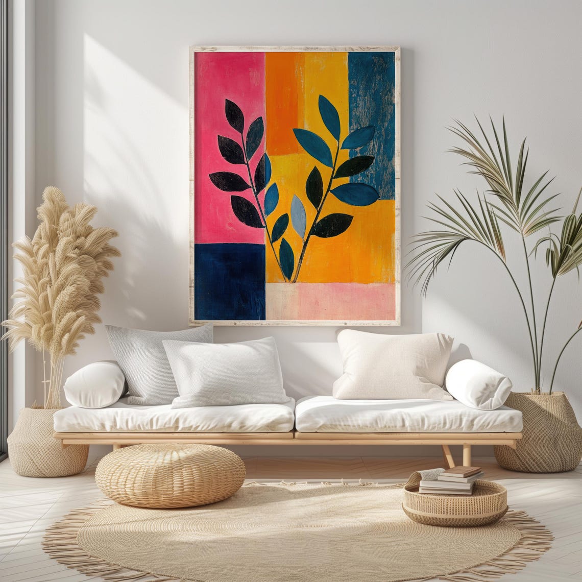 Colorblock Flora Bold Botanical Abstract Art Vibrant Geometric Plant Illustration Contemporary Wall Decor - Image 6
