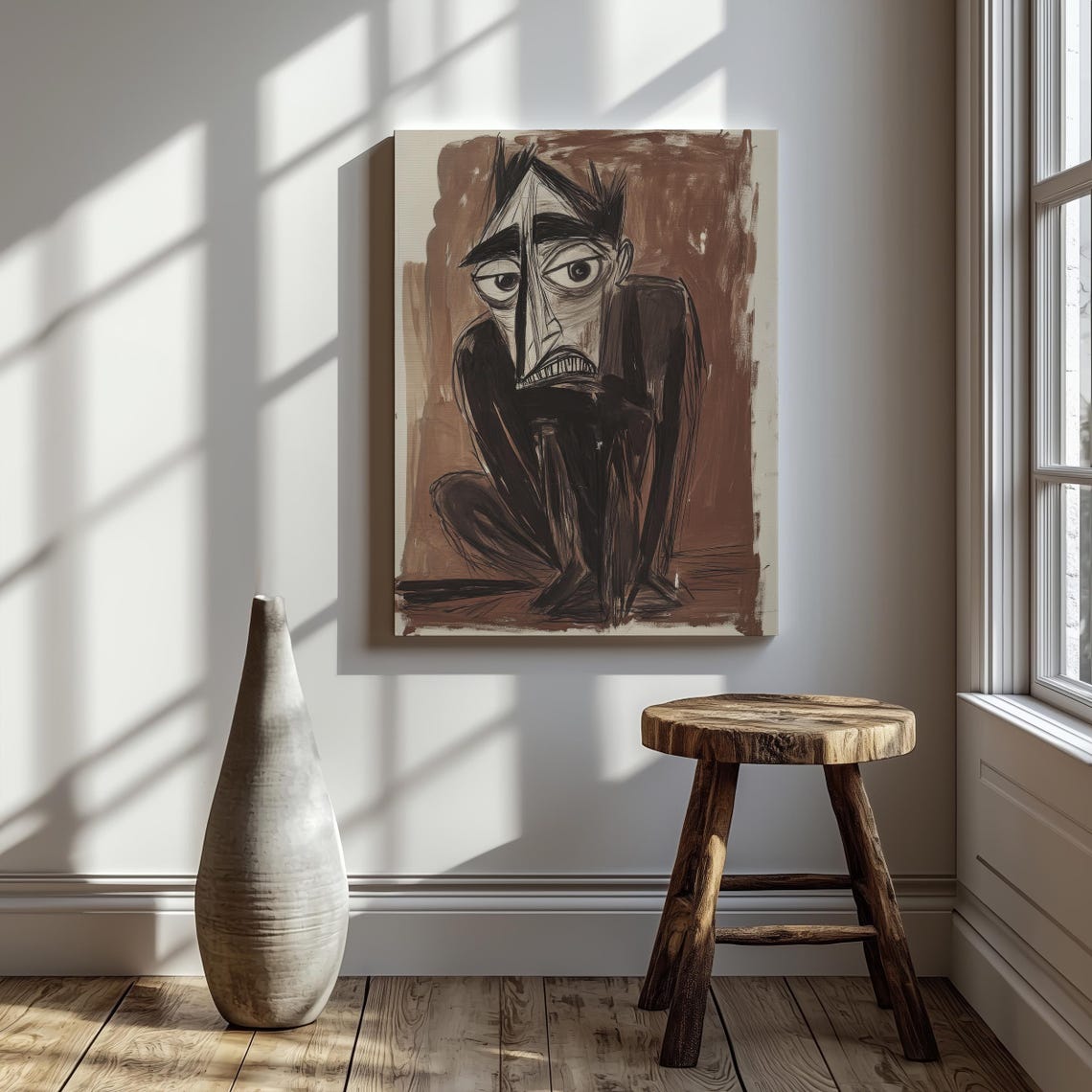 Contorted Reflections Abstract Expressionist Figure Emotional Surreal Portrait Moody Modern Art Home Decor Art Wall Art - Image 7