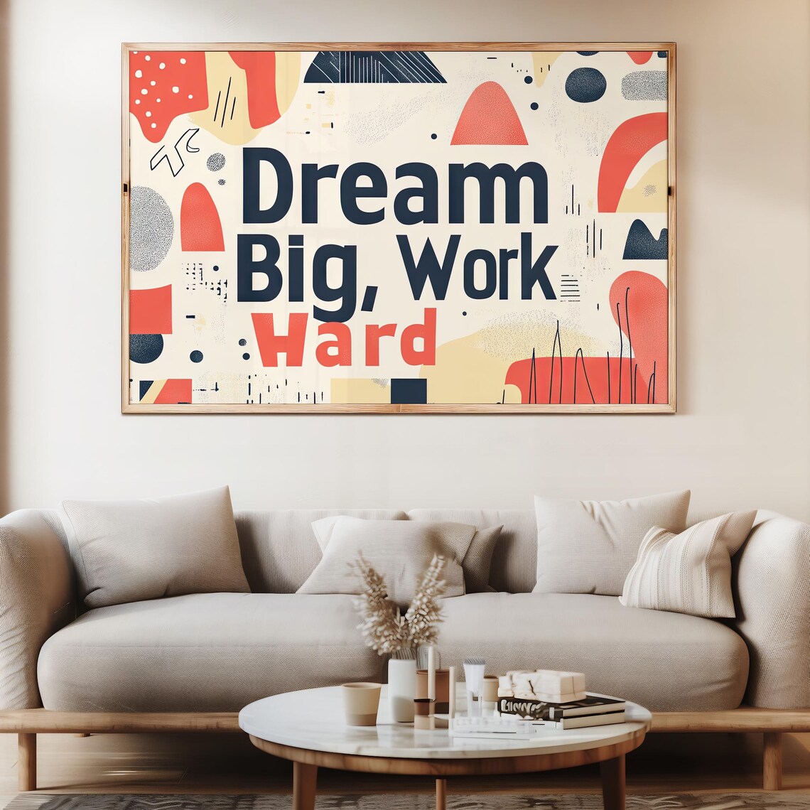 Dream Big Work Hard Modern Typography Print Motivational Quote Art Bold Minimalist Design Geometric Background - Image 5