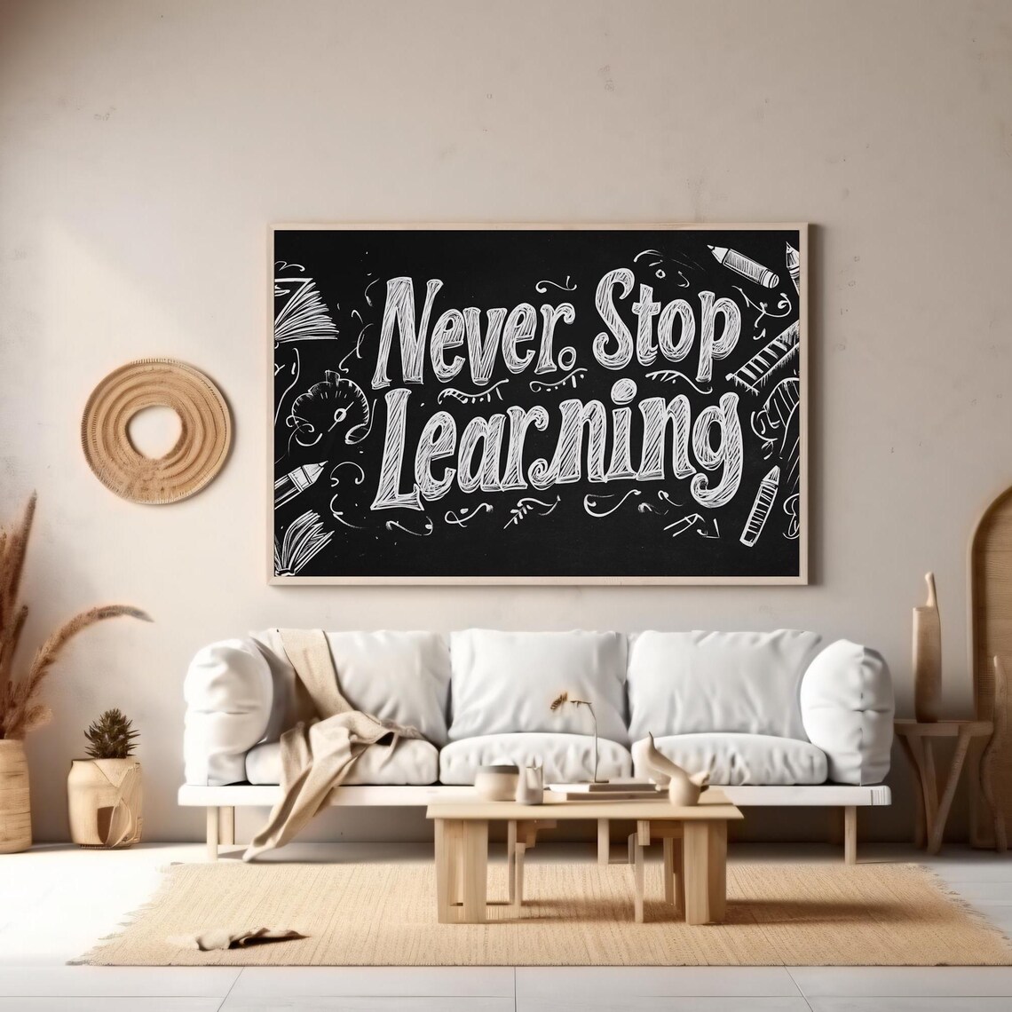 Never Stop Learning Chalkboard Quote Print Classroom Inspiration Wall Art Decor - Image 5