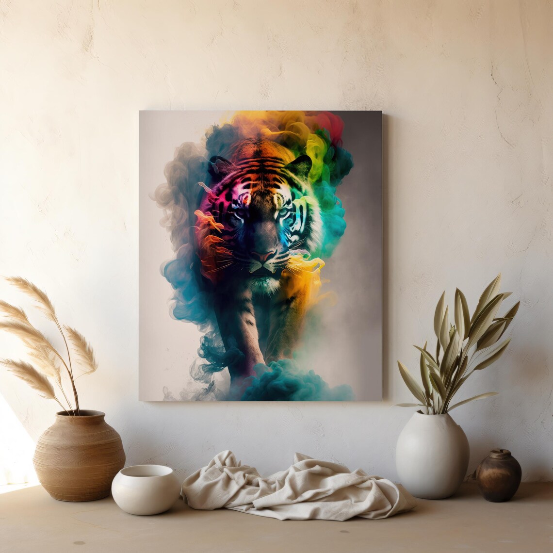 Majestic Tiger Rainbow Smoke Colorful Wild Animal Art Poster - Image 5