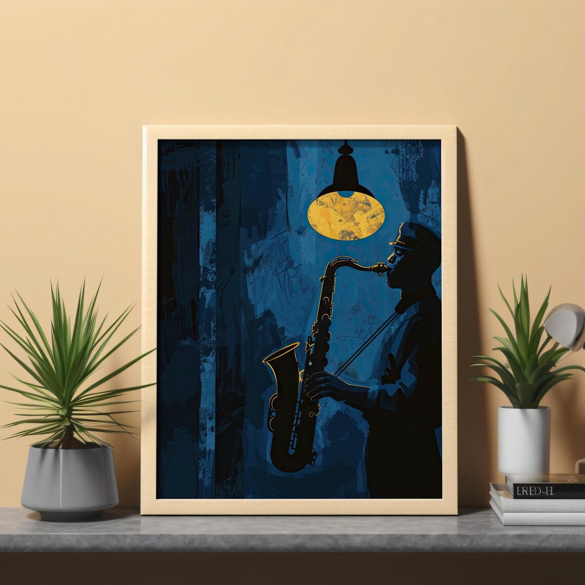 Midnight Jazz Saxophonist, Romantic Art Print - Image 2