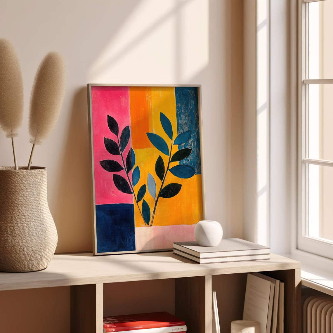 Colorblock Flora Bold Botanical Abstract Art Vibrant Geometric Plant Illustration Contemporary Wall Decor - Image 4