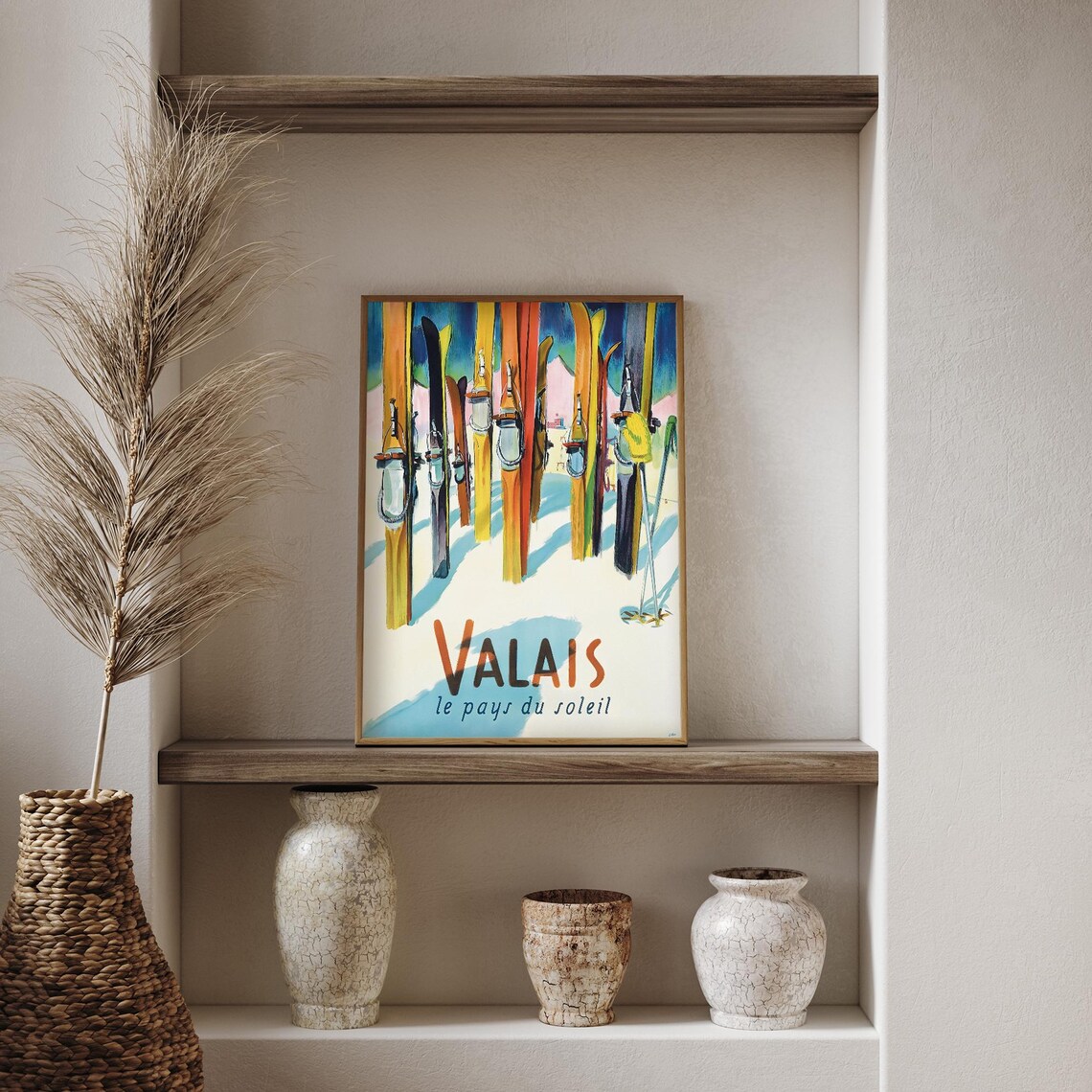 Valais Switzerland Ski Vintage Travel Poster - Image 3