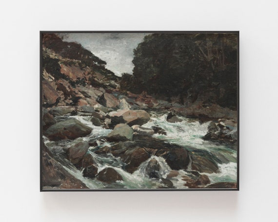 Vintage Landscape Print Vintage Art Print River Painting Cottage Wall Art Art