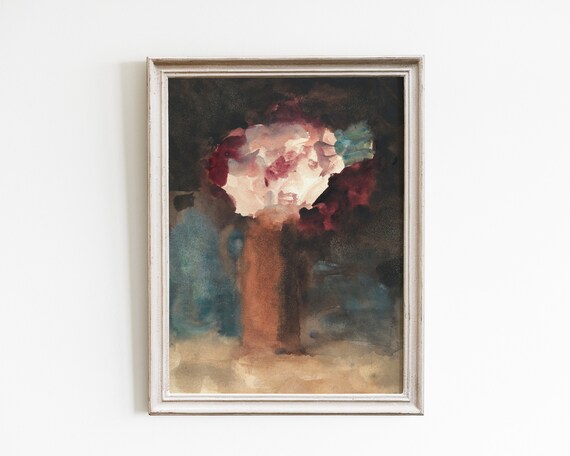 Vintage Botanical Rose Watercolor Still Life Art Print