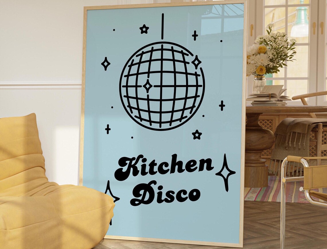 Kitchen Disco Print, Mid Century Kitchen Decor