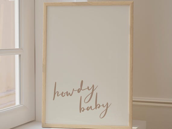 Howdy Baby Poster Retro Trendy Wall Art Preppy Southern Girl Posters Beige Prints Gallery