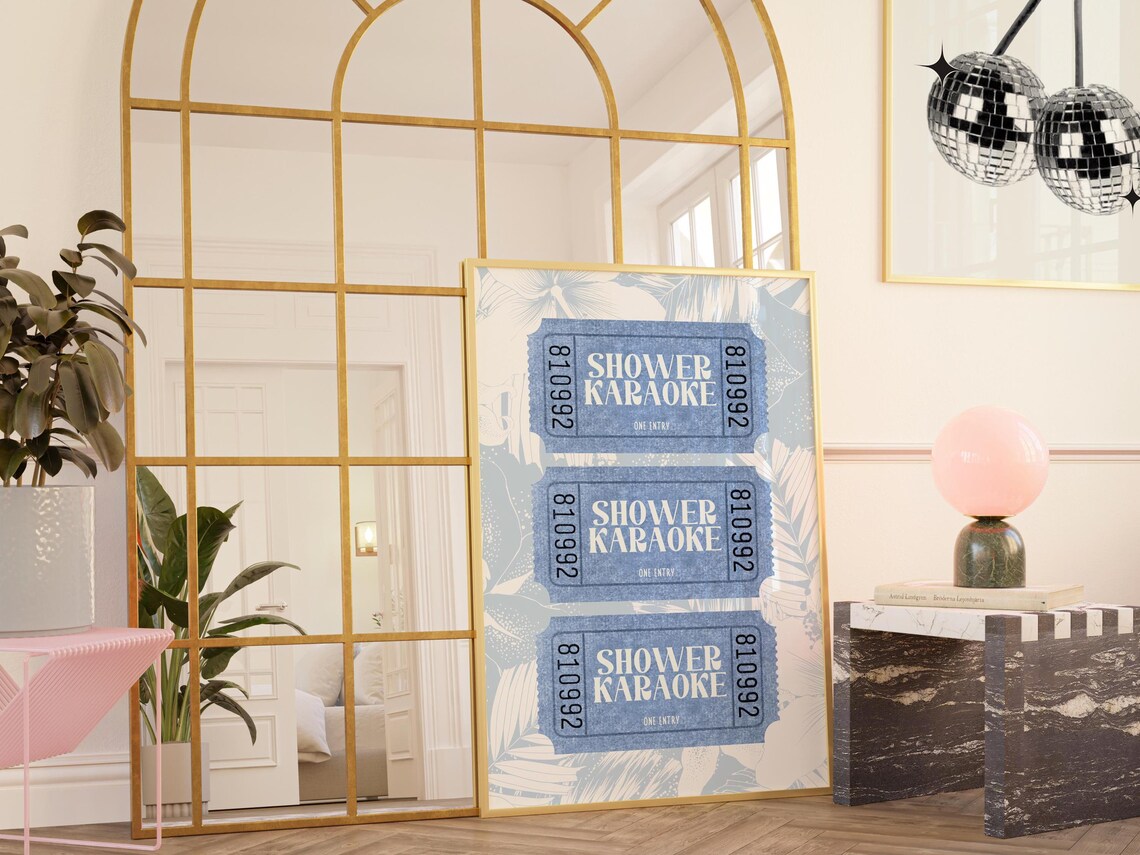 Shower Karaoke Ticket Print, Tropical Bathroom Decor - Image 3