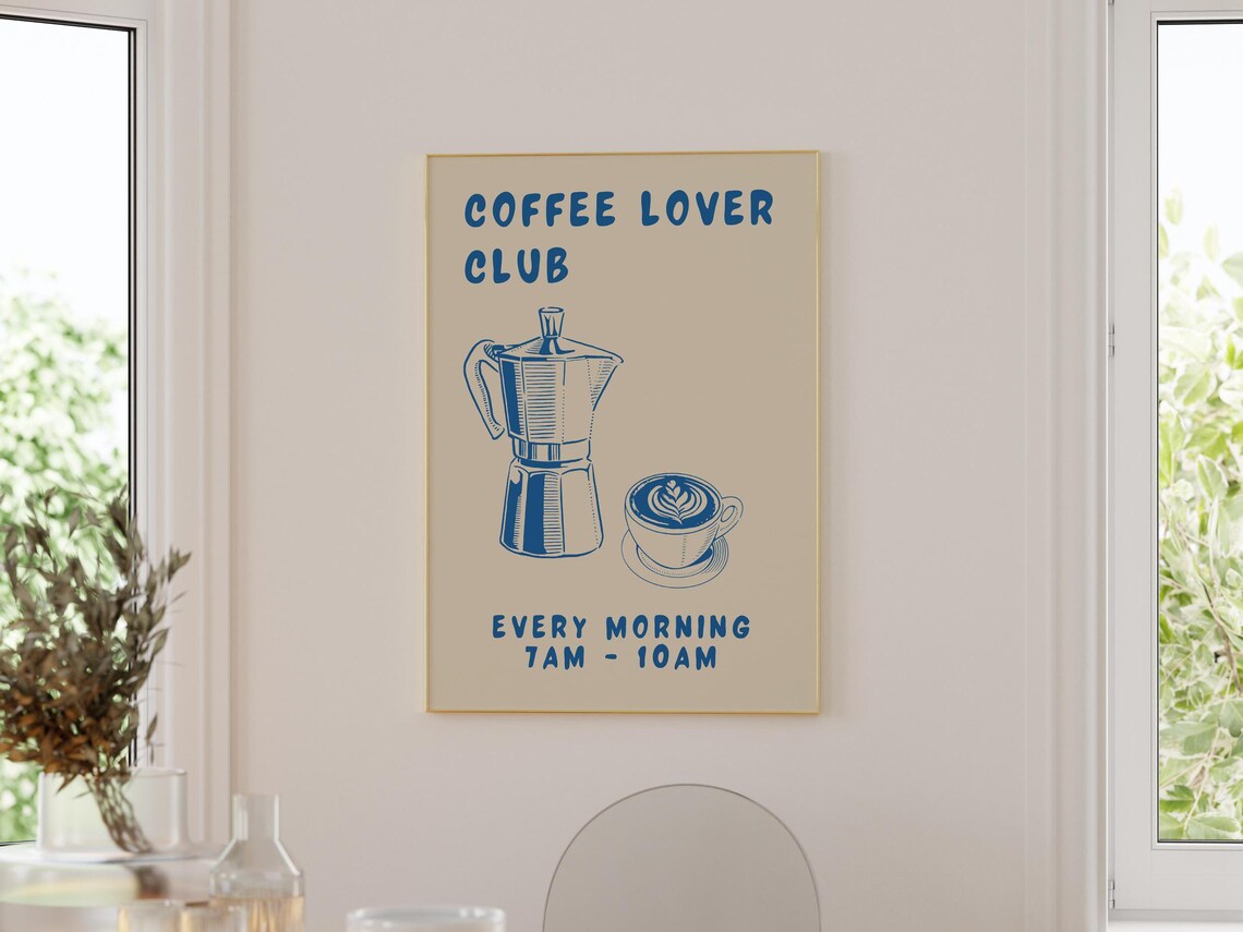 Coffee Club Kitchen Print Kitchen Poste Coffee Print Kitchen Print Friend Gift For Him Gift For Coffee Lover Kitchen Wall Art Coffee Bar Art - Image 3