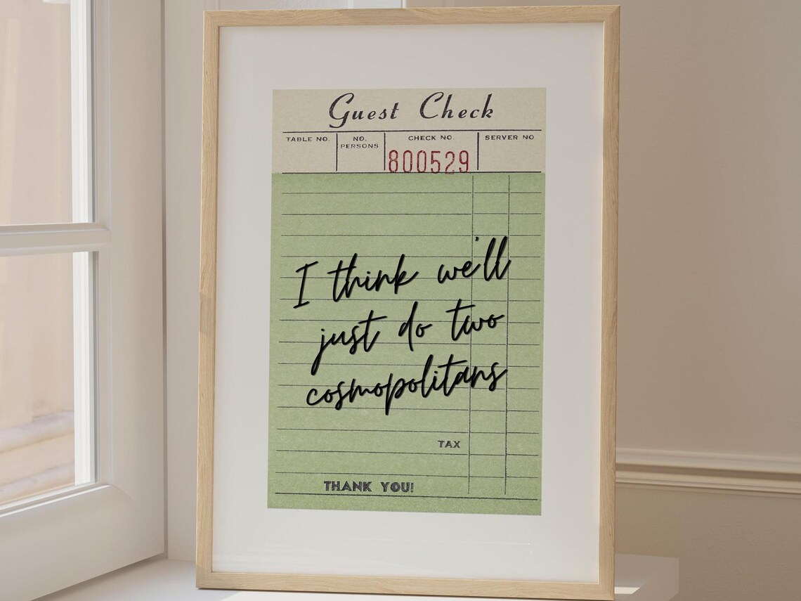 Guest Check Prints, Trendy Cosmopolitan Drink Decor