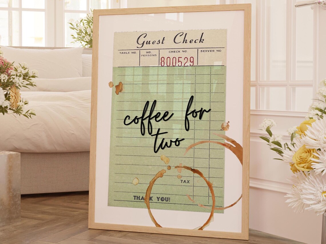 Guest Check Coffee Corner Decor, Coffee Lover Poster