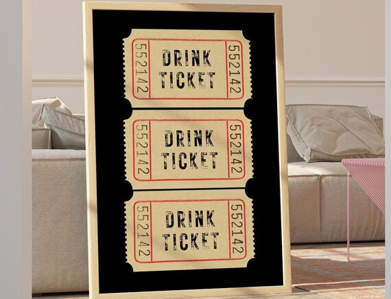 Retro Vibe Drink Ticket, Vintage Poster