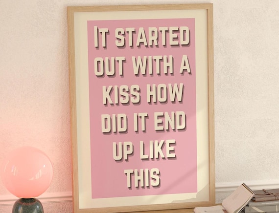 The Killers Mr Brightside Lyrics Pink Bold Typography Art Poster
