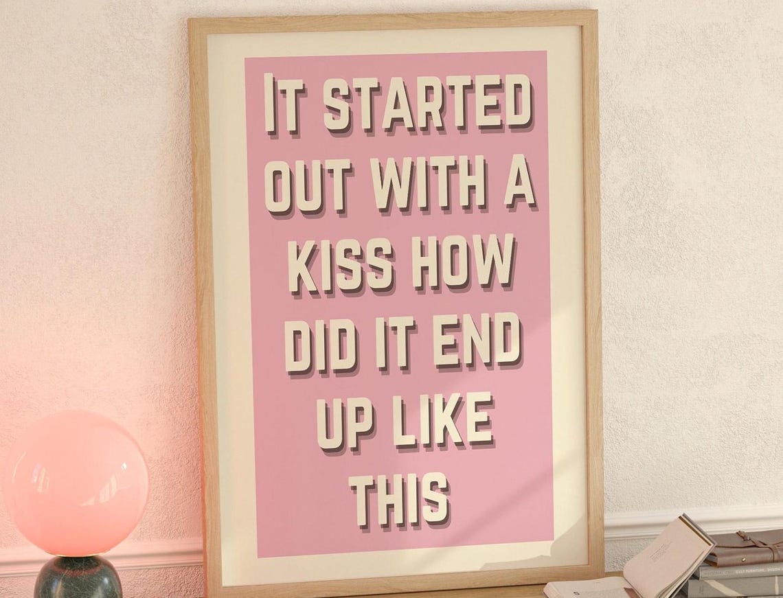 The Killers Mr Brightside Lyrics Pink Bold Typography Art Poster