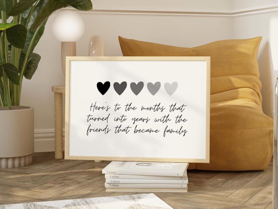 Months Turned To Years Friends Family Wall Art White And Black Hearts Gift For Neighbors Present Best Mother
