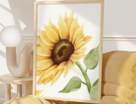 Sunflowers Wall Art Triptych Botanical Print Living Room Flower Illustrations Floral Farmhouse Decor