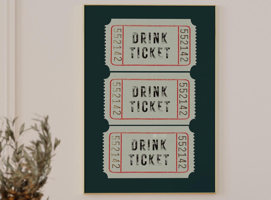 Good Times Ticket, Retro Bar Cart Decor Art Print