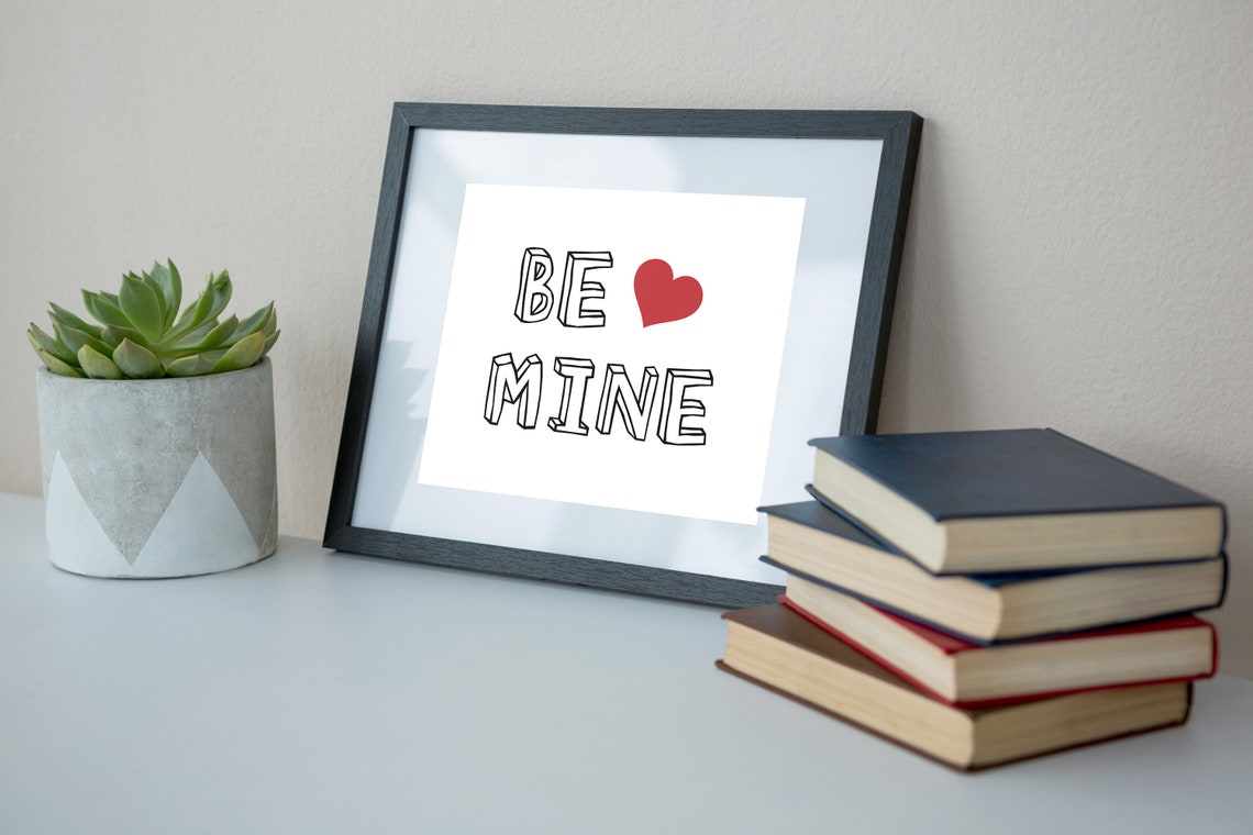 Be Mine Heart Doodle Valentine Sweetheart Romantic Typography Poster - Image 3