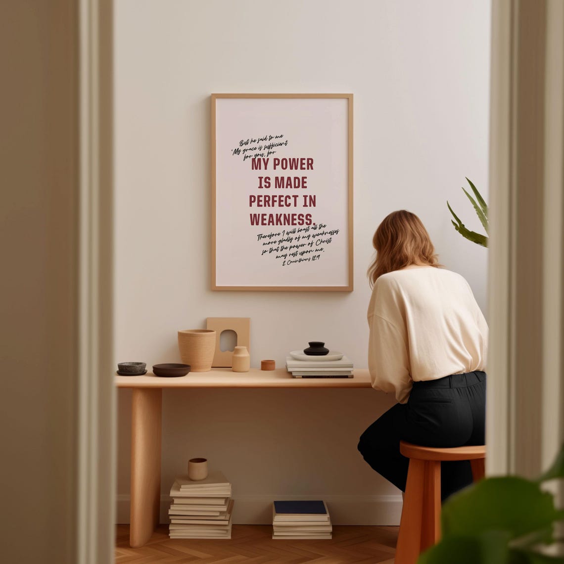 Christian Wall Art 2 Corinthians 12 9 When I Am Weak He Is Strong Christian Message Poster Encouraging Bible Verse