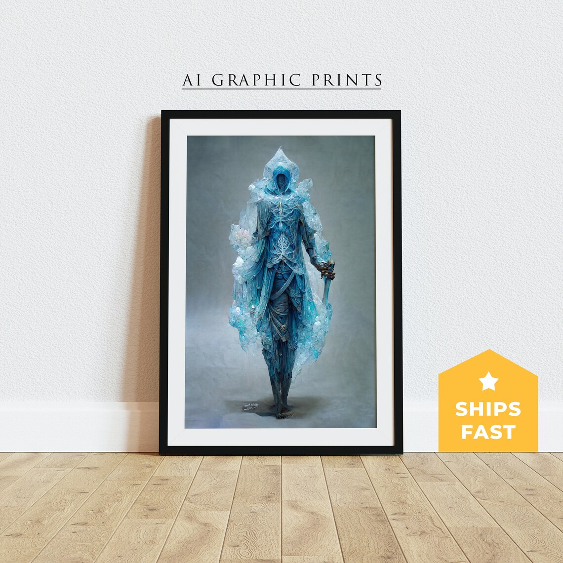 Ice Sorceress Surreal Art Print, Fantasy Poster