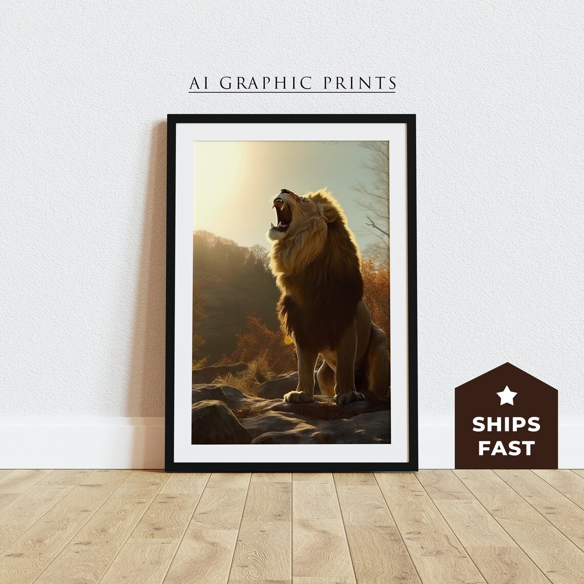 Vintage Lion Animal Safari Art Print, Nursery Decor