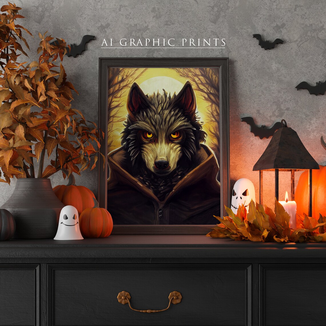 Werewolf Halloween, Spooky Fall Decor Poster