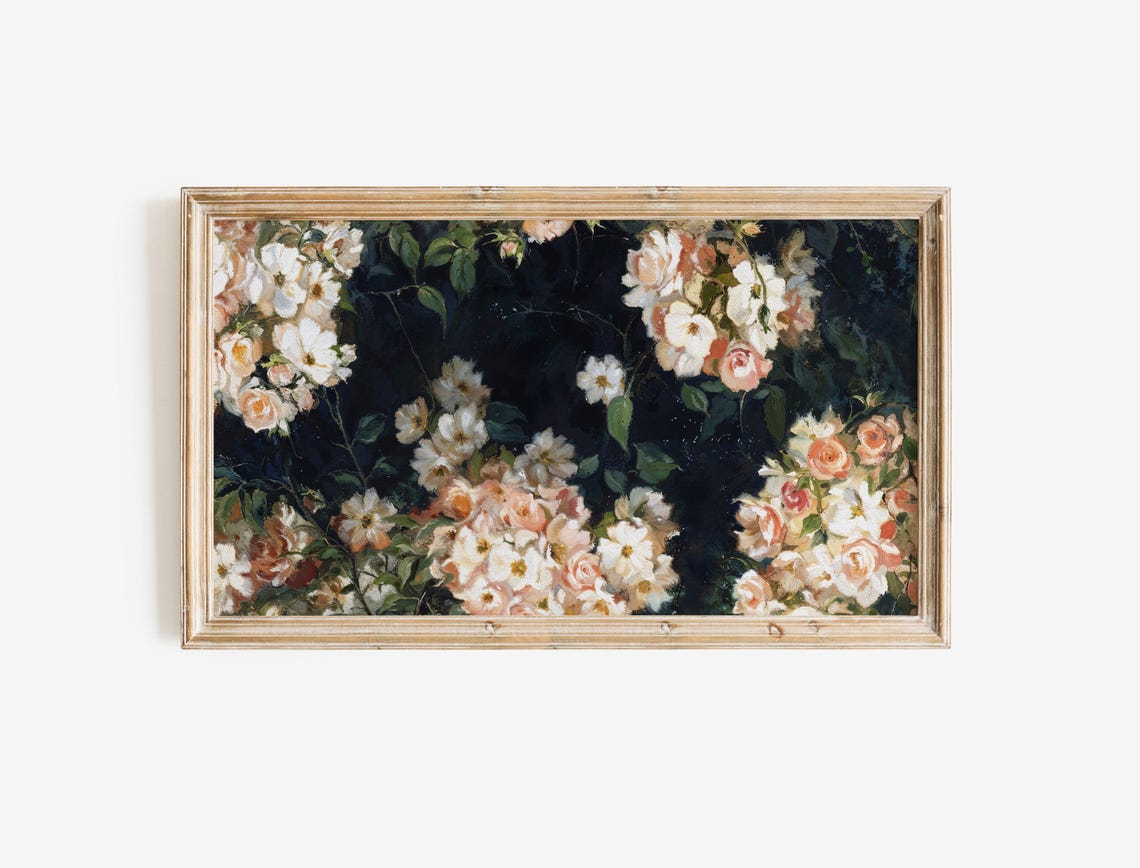 Floral Spring Frame Tv Art Moody Abstract White Flowers - Image 2