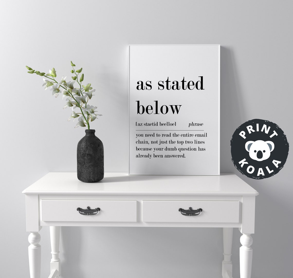 As Stated Below Funny Office Email Definition Phrase Humor Poster - Image 3
