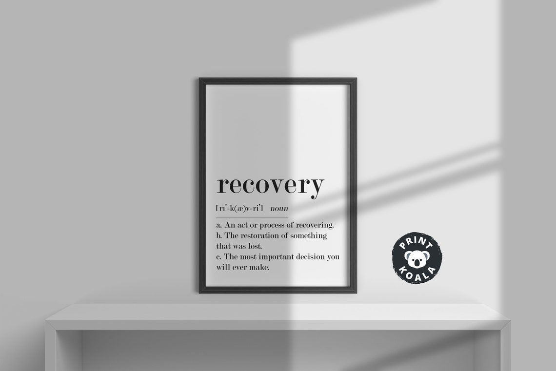 Recovery Definition Sobriety Support Dictionary Style Strength Poster - Image 3