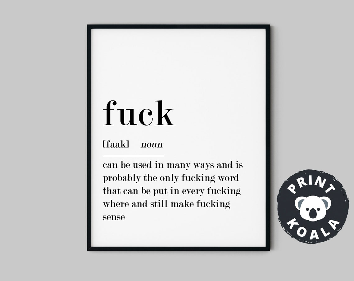 Fuck Definition Print Poster Quote Wall Art Gift Funny Wall Art Definition Poster Fuck Prints Adult Humour Poster Fuck Wall Decor Art