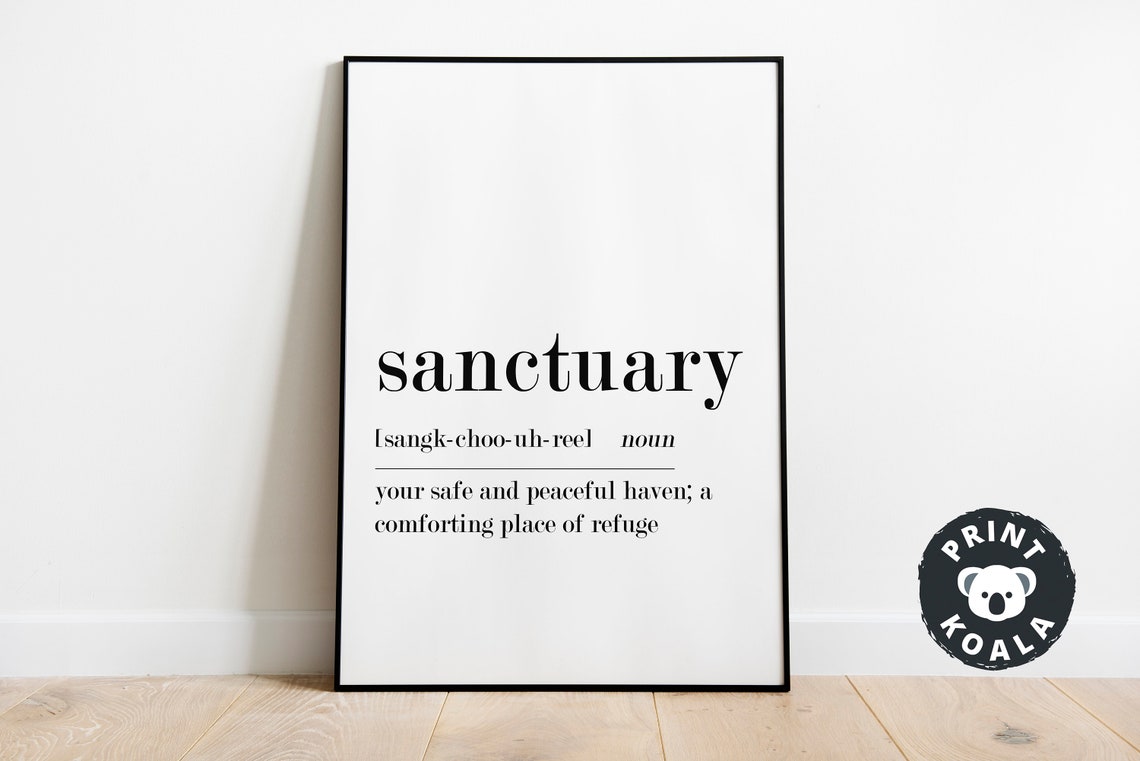 Sanctuary Definition Noun Peaceful Haven Quote Minimalist Wall Poster - Image 5
