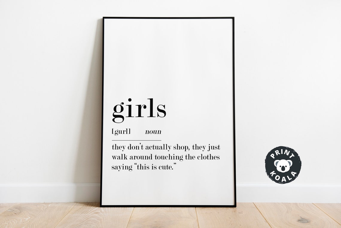 Funny Girls Definition Shopping Humor Dictionary Style Wall Art