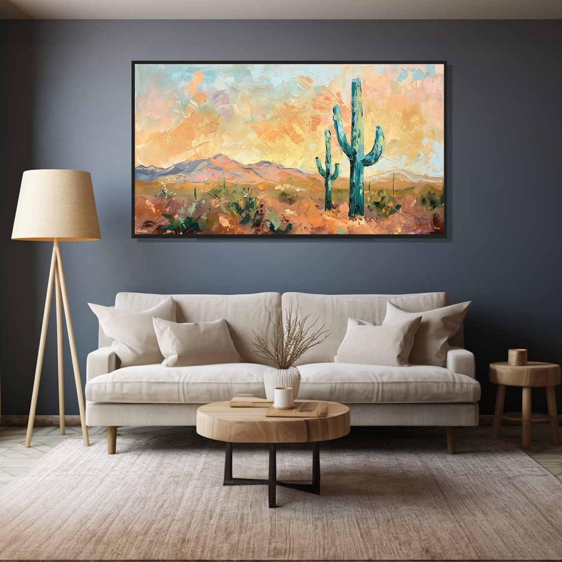 Desert Sunrise Oil Painting Wall Art Print Frame Tv Art Tv - Image 4