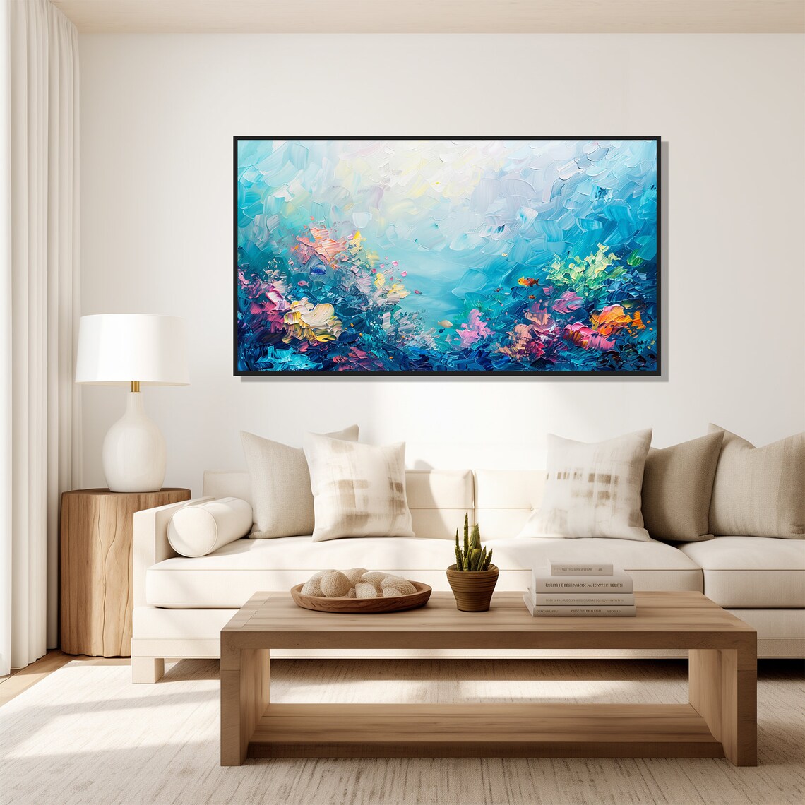 Coral Reef Oil Painting Wall Art Print Frame Tv Art Tv - Image 5