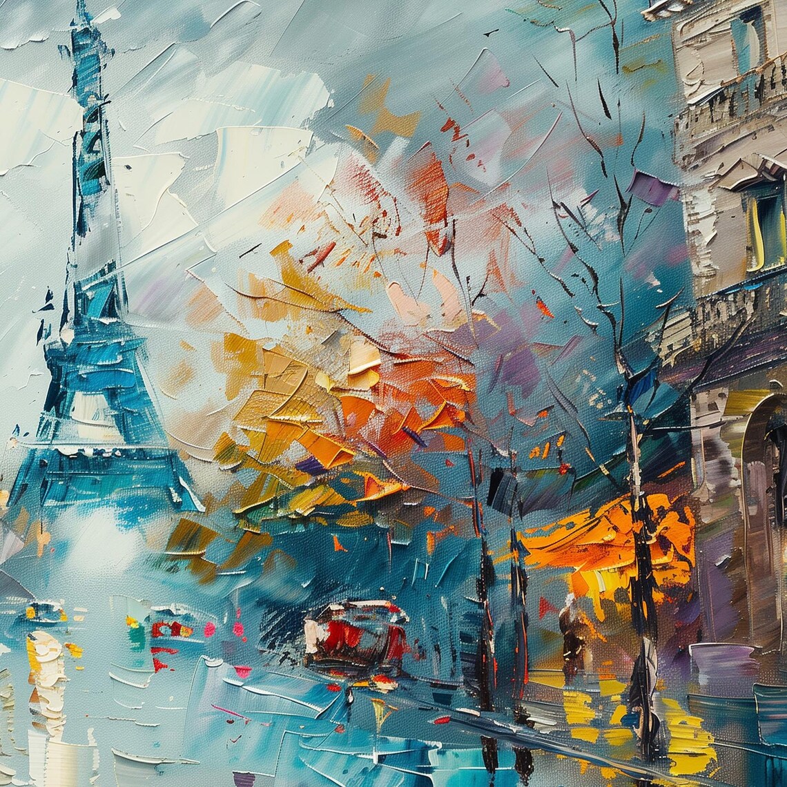 Paris Eiffel Tower Winter Snow Rainy Street Lamps Travel Poster - Image 6