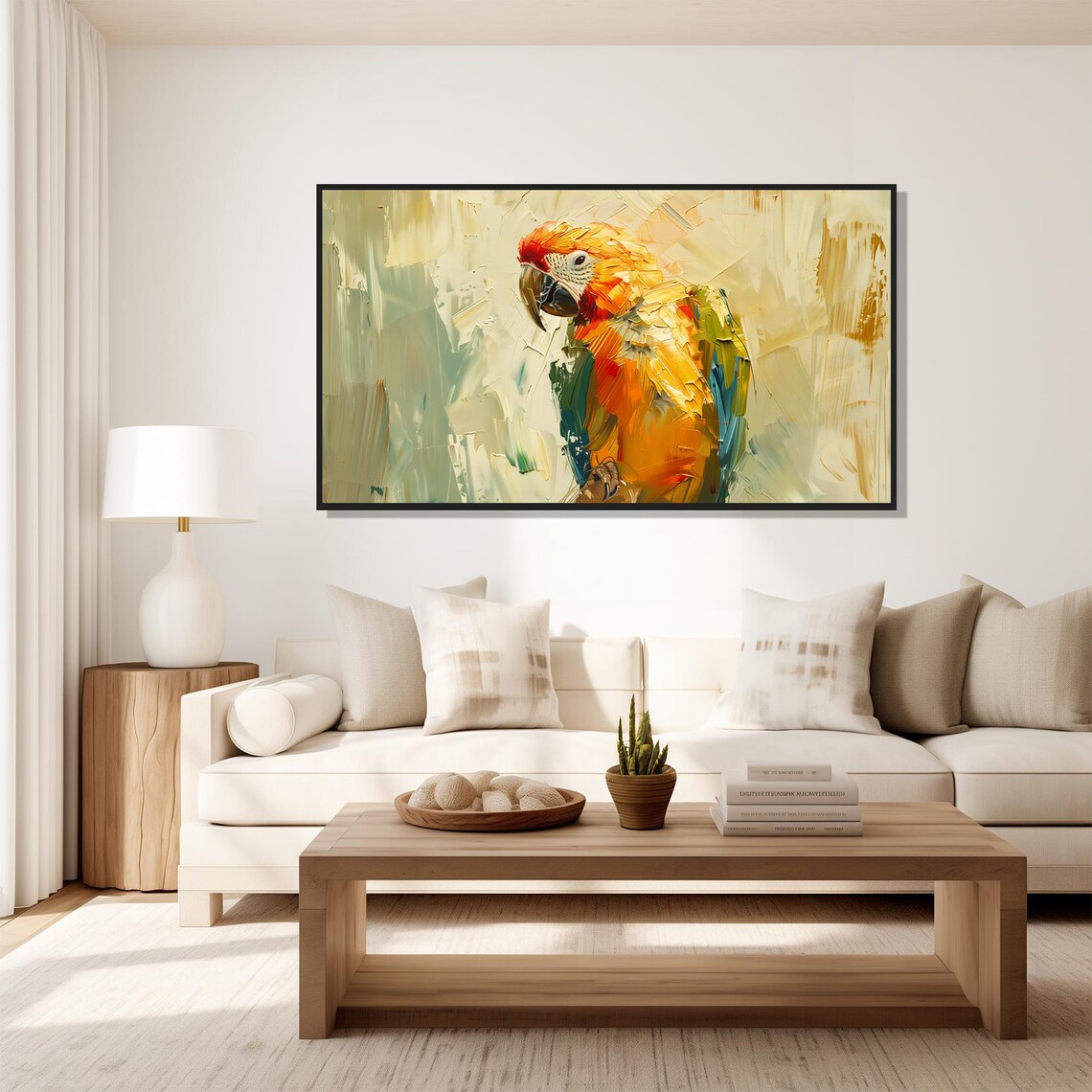 Scarlet Macaw Parrot Portrait Impasto Oil Painting Wall Art Print - Image 5