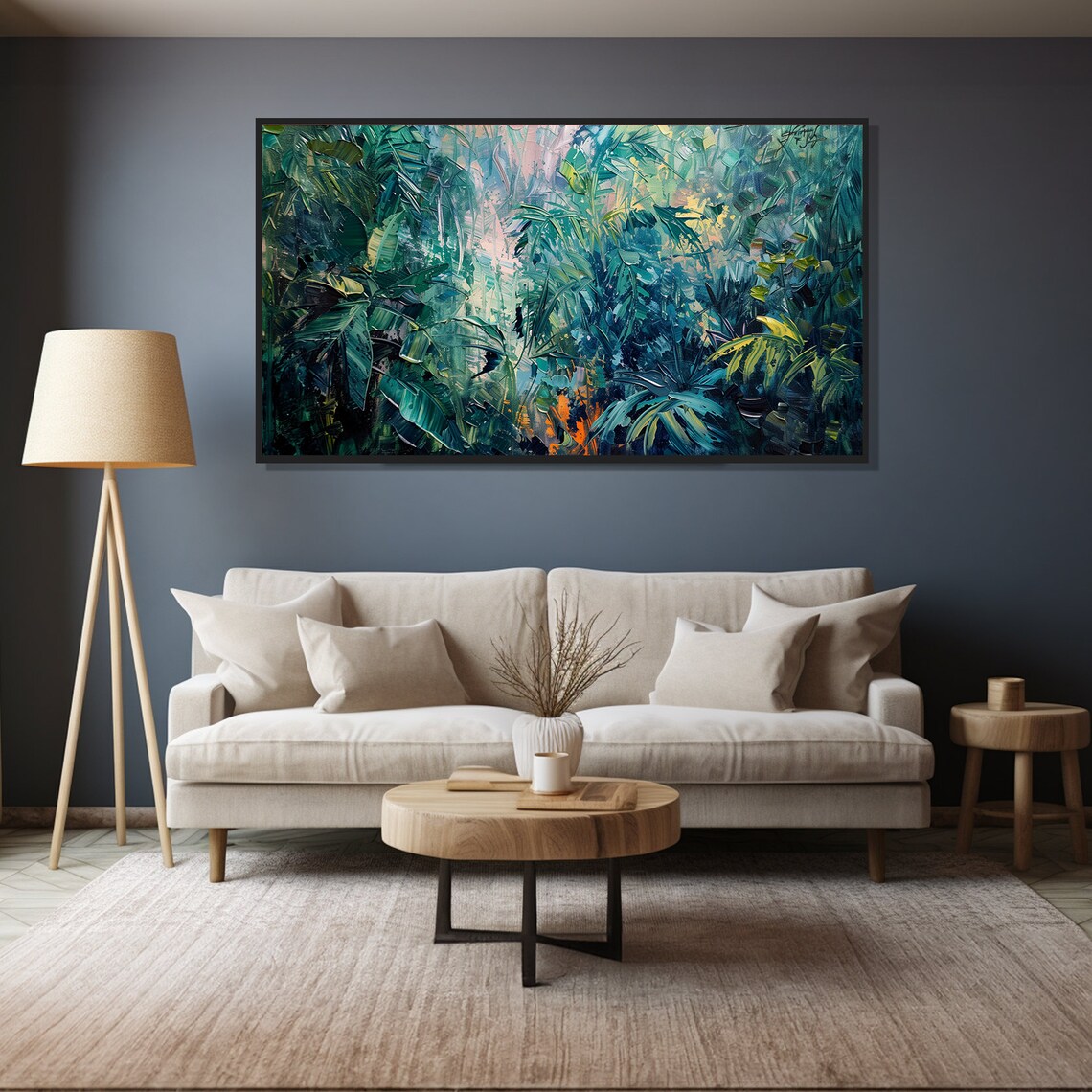 Jungle Waterfall Oil Painting Wall Art Print Frame Tv Art Tv - Image 4