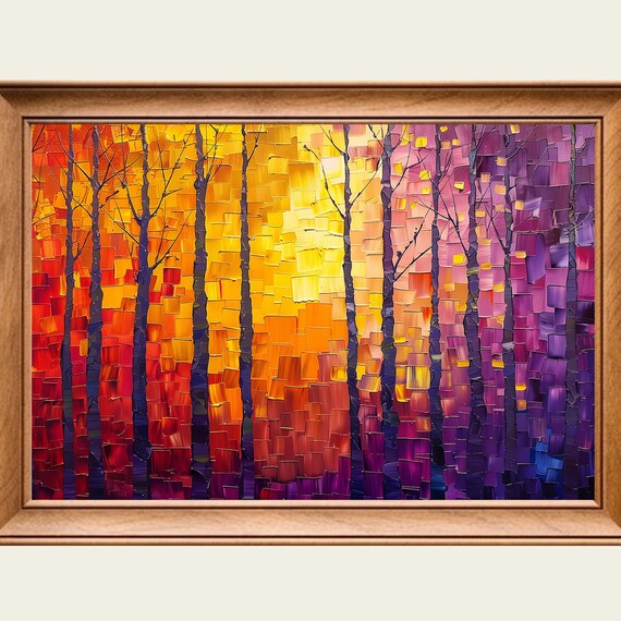 Abstract Forest Gradient Modern Abstract Painting Wall Art Print Frame Tv Art Tv