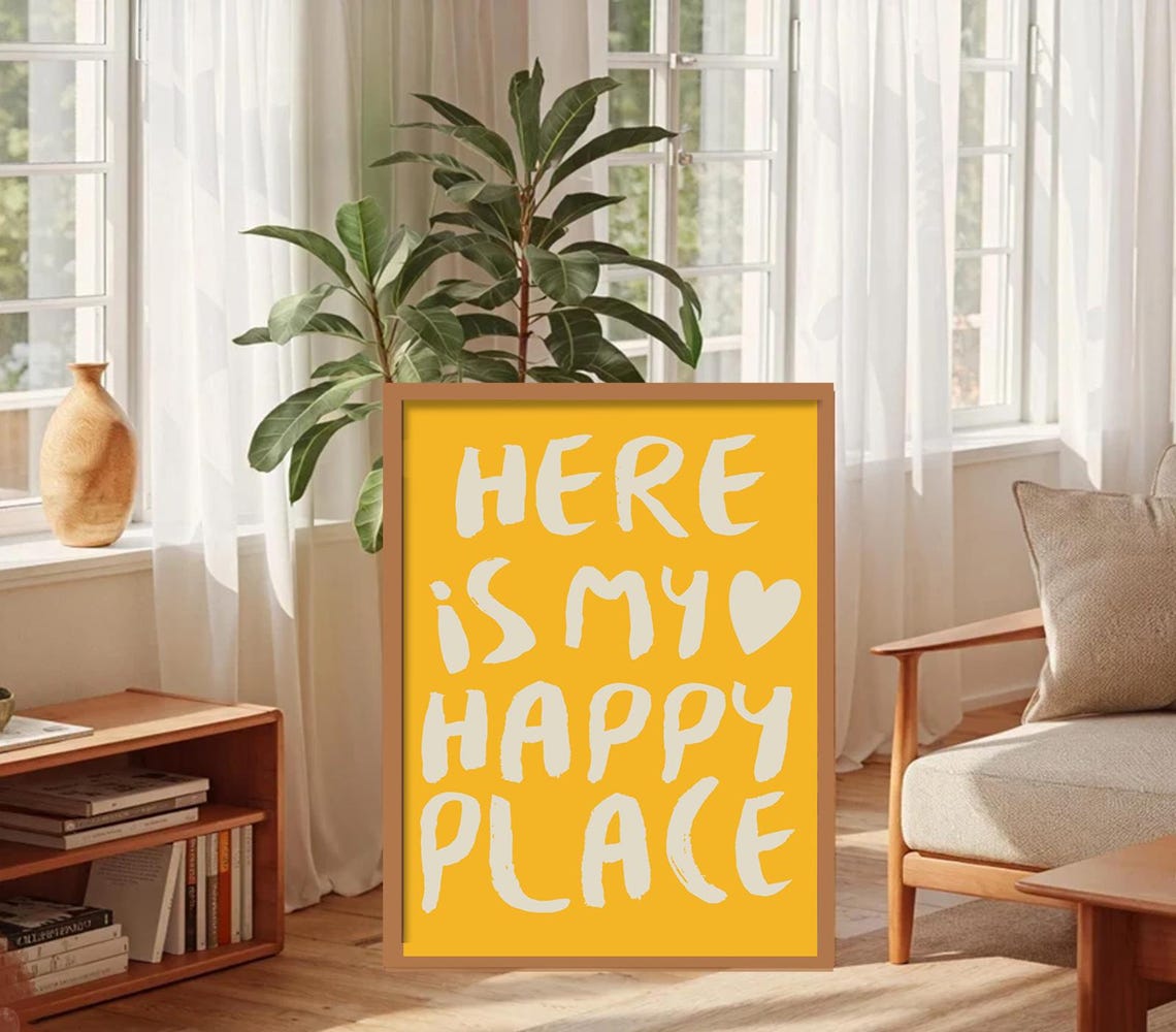 Here Is My Happy Place Boho Quote, Typography Art - Image 5