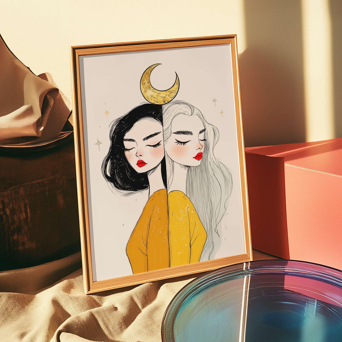 Gemini Astrology Illustration, Celestial Decor - Image 3