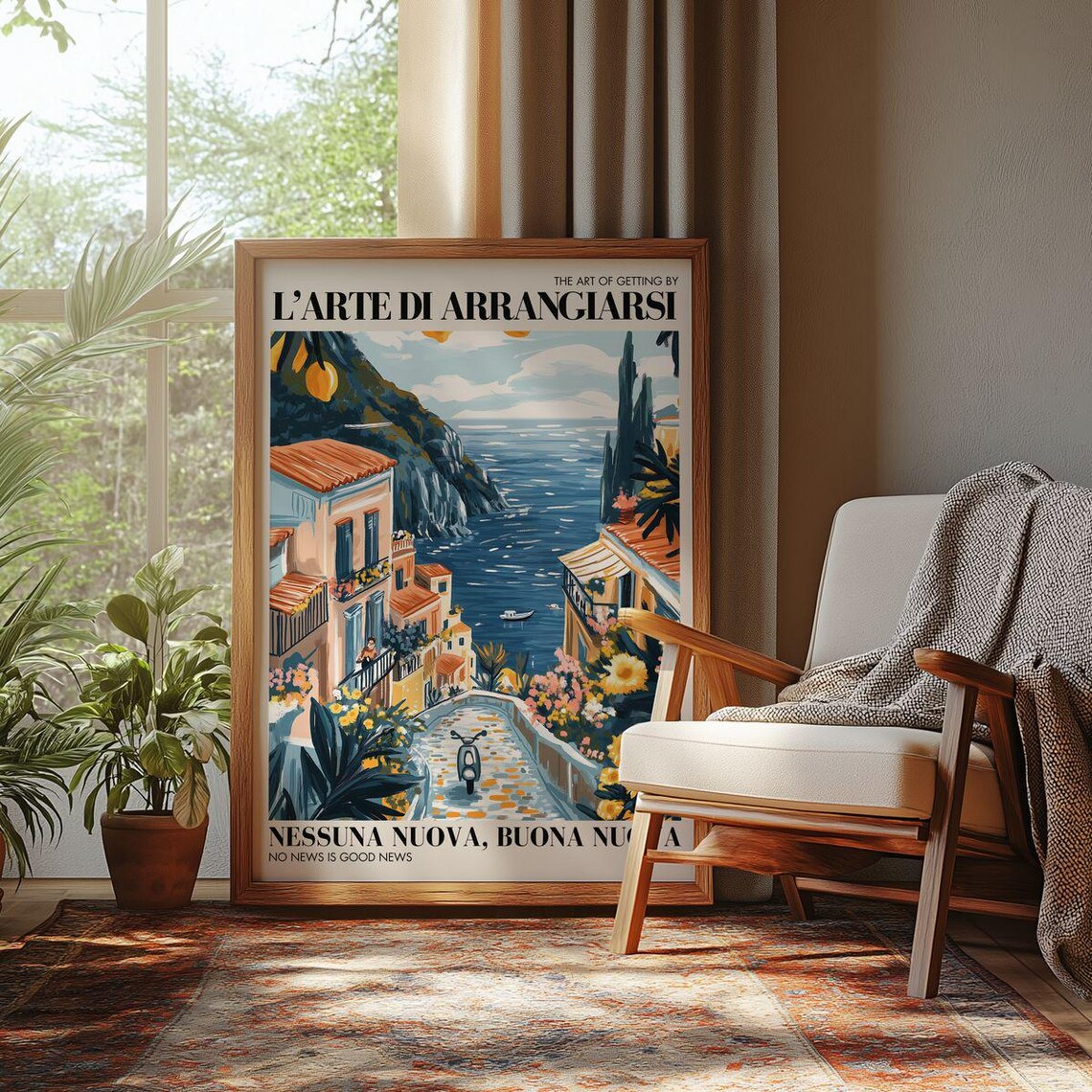 Retro Italian Travel Lover Quote, Amalfi Coast Poster
