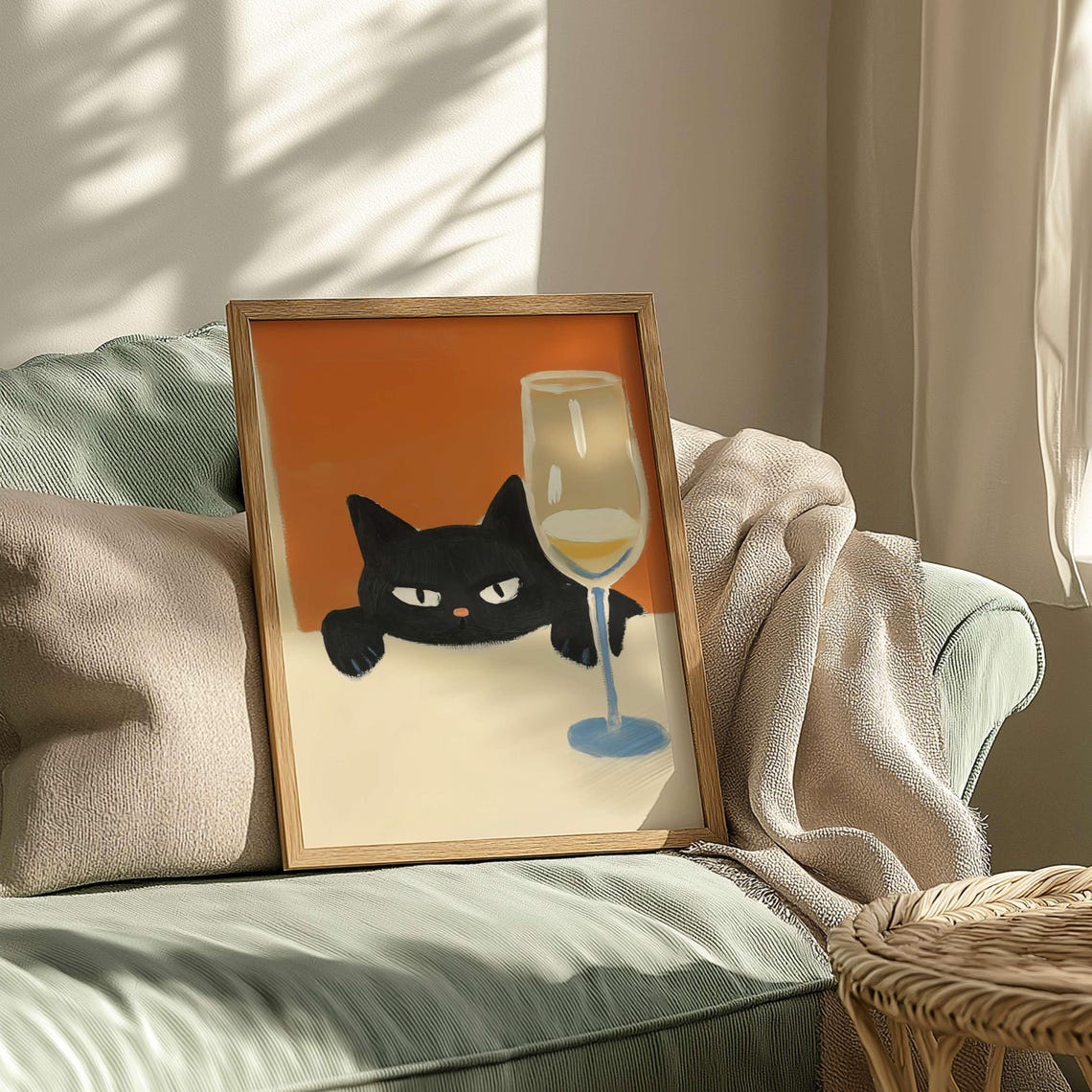Cat Art Print for Wine Lovers, Retro Kitchen Decor - Image 4